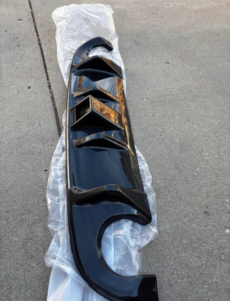 Infiniti Q50 Carbon Fiber F1 Diffuser with LED Brake Light | 2014-2024 Q50 | Real 2x2 Twill Weave | Gloss UV-Clear Coat | Aggressive Motorsport Styling | Direct Fit Rear Bumper Upgrade